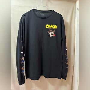 Crash Bandicoot Long Sleeve Graphic Tee Men’s Medium Black PlayStation